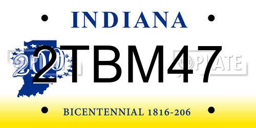 2TBM47 Indiana License Plate