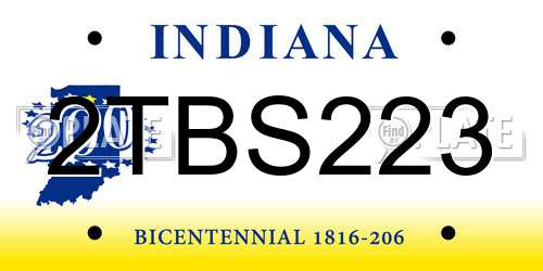 2TBS223 Indiana License Plate