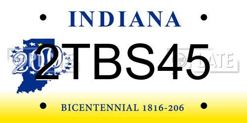 2TBS45 Indiana License Plate
