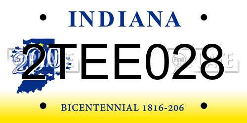2TEE028 Indiana License Plate