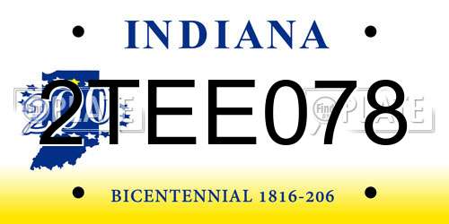 2TEE078 Indiana License Plate