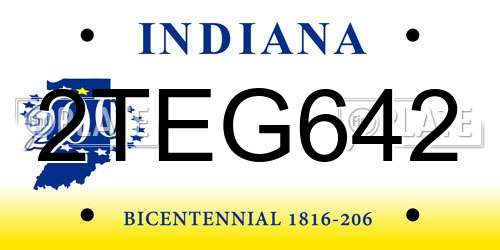 2TEG642 Indiana License Plate