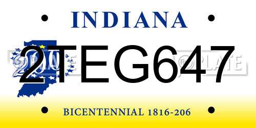 2TEG647 Indiana License Plate