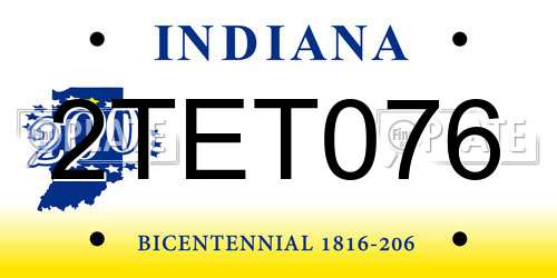 2TET076 Indiana License Plate