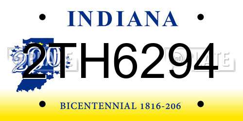 2TH6294 Indiana License Plate