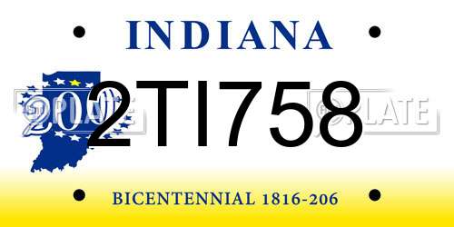 2TI758 Indiana License Plate