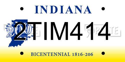 2TIM414 Indiana License Plate