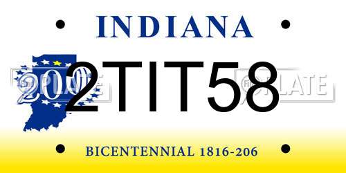 2TIT58 Indiana License Plate