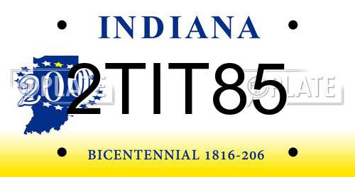 2TIT85 Indiana License Plate