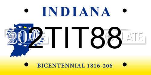 2TIT88 Indiana License Plate