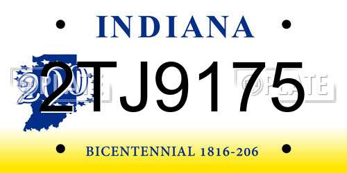 2TJ9175 Indiana License Plate