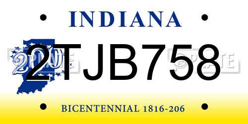 2TJB758 Indiana License Plate