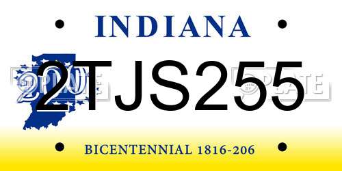 2TJS255 Indiana License Plate