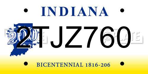 2TJZ760 Indiana License Plate