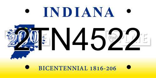 2TN4522 Indiana License Plate