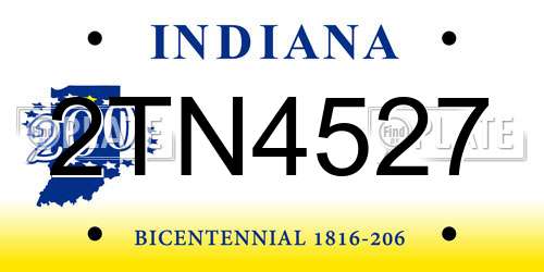 2TN4527 Indiana License Plate
