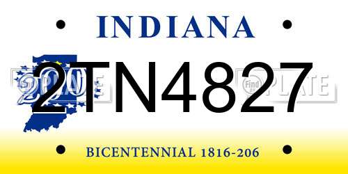 2TN4827 Indiana License Plate