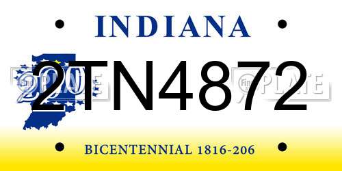 2TN4872 Indiana License Plate