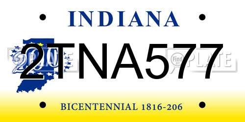 2TNA577 Indiana License Plate