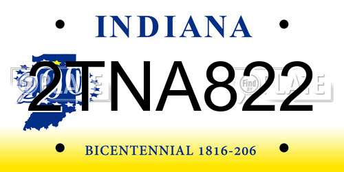 2TNA822 Indiana License Plate