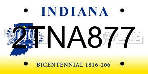 2TNA877 Indiana License Plate