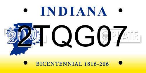 2TQG07 Indiana License Plate