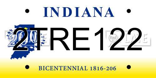 2TRE122 Indiana License Plate