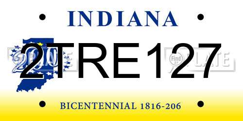 2TRE127 Indiana License Plate