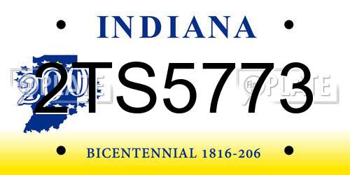 2TS5773 Indiana License Plate