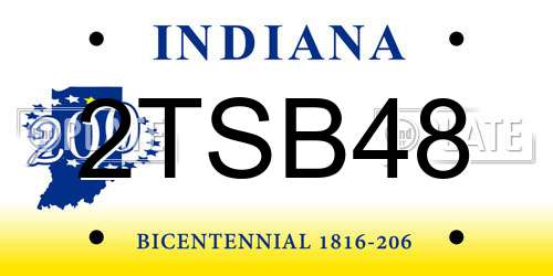 2TSB48 Indiana License Plate