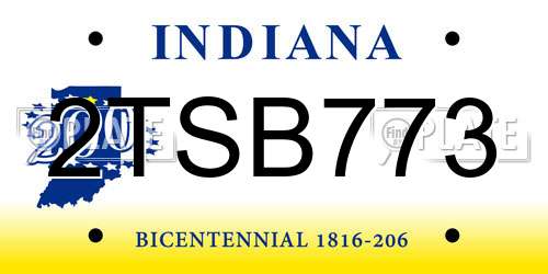 2TSB773 Indiana License Plate