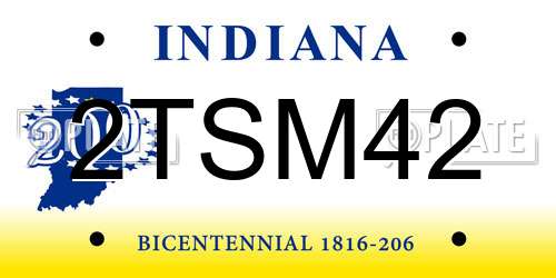 2TSM42 Indiana License Plate