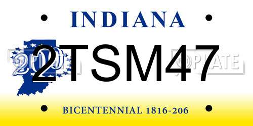 2TSM47 Indiana License Plate
