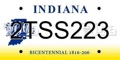 2TSS223 Indiana License Plate