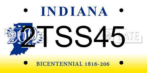 2TSS45 Indiana License Plate