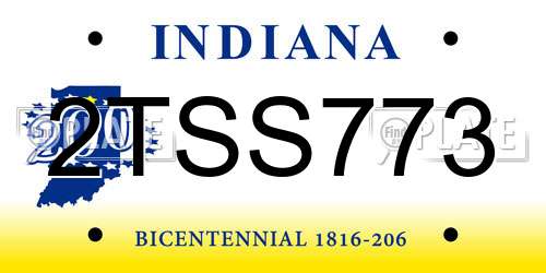 2TSS773 Indiana License Plate