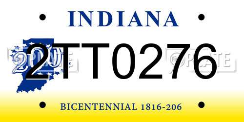 2TT0276 Indiana License Plate