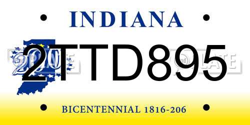 2TTD895 Indiana License Plate
