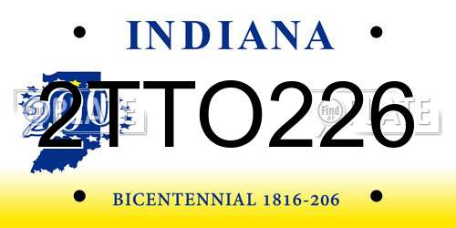 2TTO226 Indiana License Plate