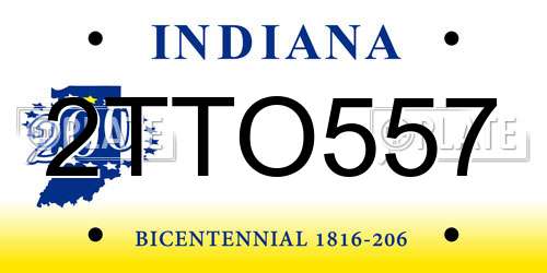 2TTO557 Indiana License Plate