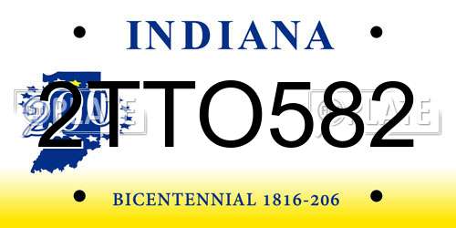 2TTO582 Indiana License Plate