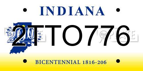 2TTO776 Indiana License Plate
