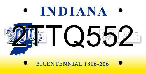 2TTQ552 Indiana License Plate