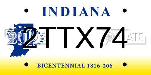 2TTX74 Indiana License Plate