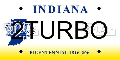 2TURBO Indiana License Plate