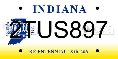 2TUS897 Indiana License Plate