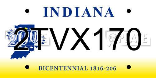 2TVX170 Indiana License Plate
