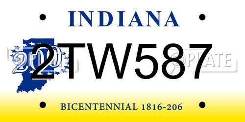 2TW587 Indiana License Plate