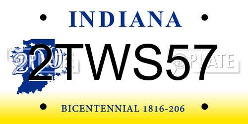 2TWS57 Indiana License Plate
