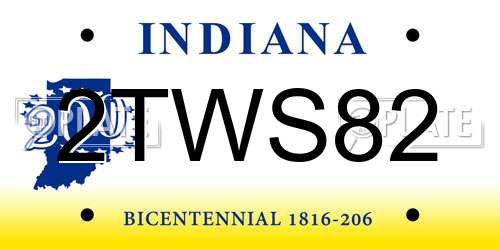 2TWS82 Indiana License Plate